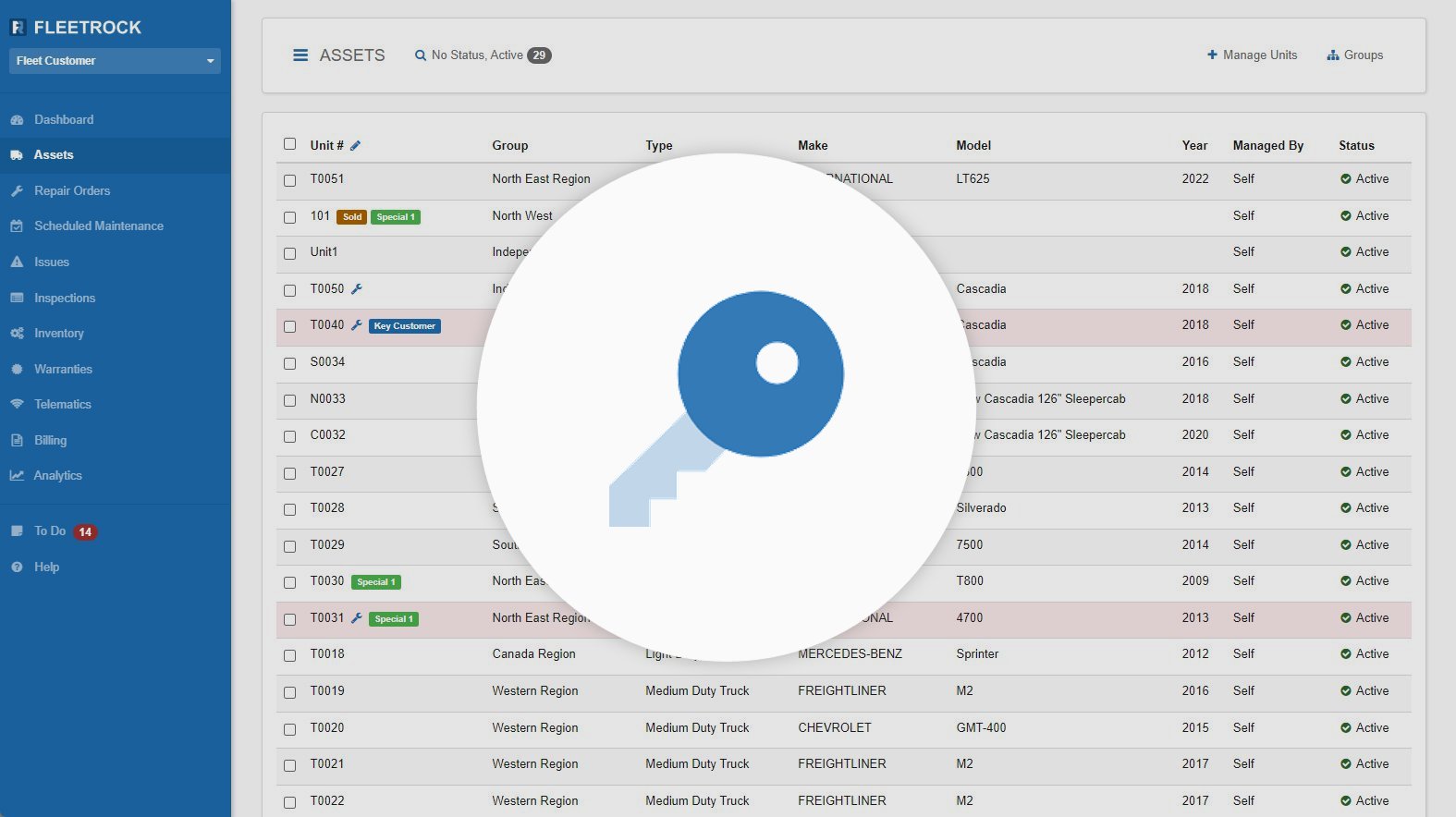 Vehicle Management Software Screenshot